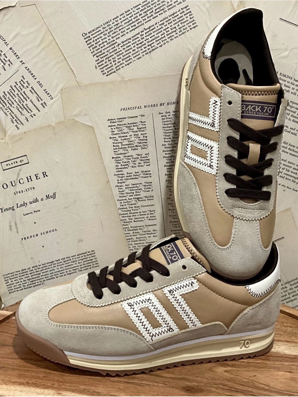 Free People Back70 Barkley Jogger Z Sneakers Beige Milk Coffee Leather